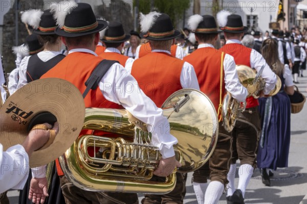 Musikkapelle Freinberg, Trachten- und Schützenverein Maidultfestzug, Parade to the Maidult, Passau, Lower Bavaria, Bavaria, Germany, Europe