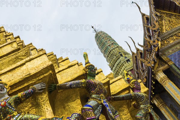 Wat Phra Kaeo temple, old royal palace, Bangkok, Thailand, Asia