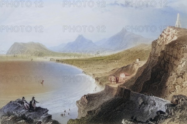 Killiney Bay, County Wicklow, Ireland, from the Landscape and Antiquities of Ireland, 1841, digital reproduction of a historical model, Europe