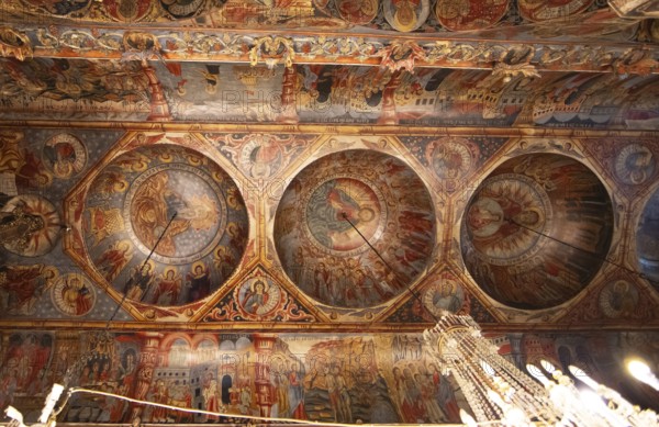 Frescoes on the ceiling of the Greek Orthodox church of Agia Marina, Kissos, Pelion peninsula, Thessaly, Greece, Europe