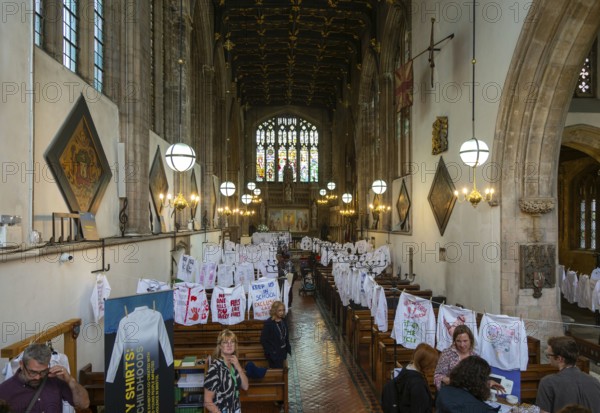 Knife Crime Awareness Week ‘Empty Shirts, Lost Childhoods' exhibition, Lord Mayor's Chapel, Bristol England, UK May 2025