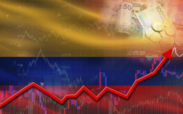Colombia economic growth on financial graph. Colombia financial growth on market graph