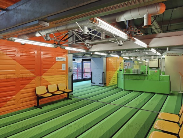 RWTH Aachen University Hospital, interior photo, colourful, technical modernity with visible building technology, North Rhine-Westphalia, Germany, Europe