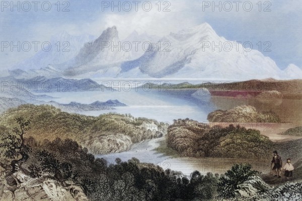 Garromin, Connemara, Ireland, from the Landscape and Antiquities of Ireland, 1841, digital reproduction of a historical model, Europe