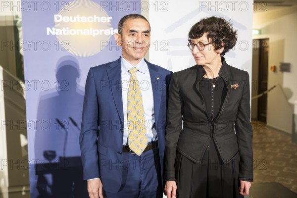 Ugur Sahin and Özlem Türeci (founder of Biontech SE) at the award ceremony for the German National Prize 2025 in the Französische Friedrichstadtkirche, Berlin, on 10 June 2025