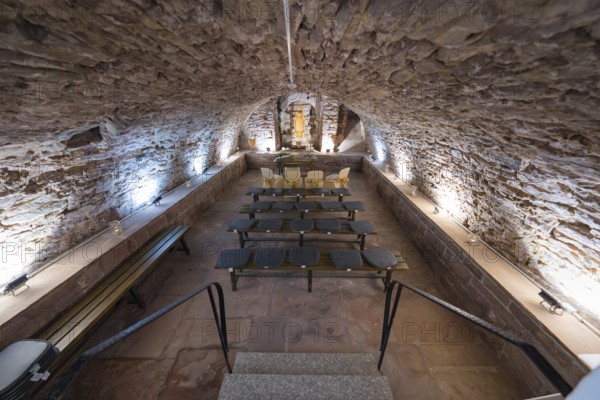 Rustic wine cellar with stone walls and vaulted ceiling, seating is provided for a presentation, registry office, family celebration in Neubulach, district of Calw, Germany, Europe