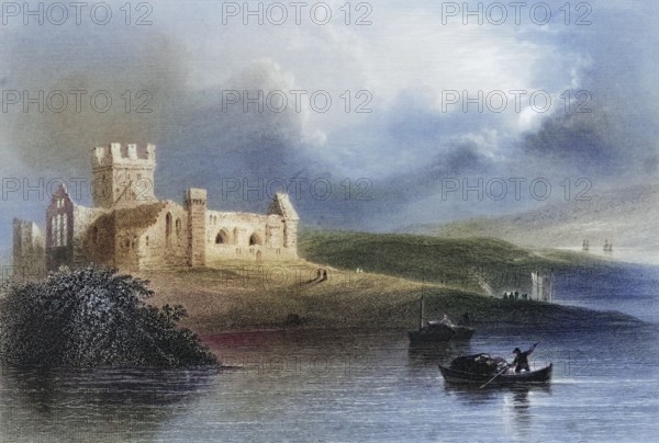 Dunbrody Abbey, Wexford, Ireland, from the Landscape and Antiquities of Ireland, 1841, digital reproduction of a historical model, Europe