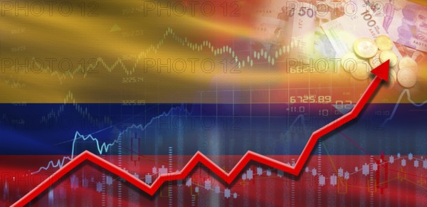 Colombia financial growth on market graph. Colombia economic growth on financial graph