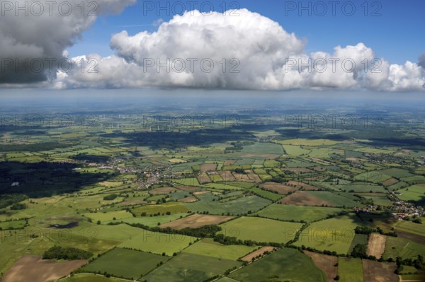 Sandesneben, Duchy of Lauenburg, Schleswig-Holstein, aerial view, landscape, kink, kink landscape, cumulus, horizon