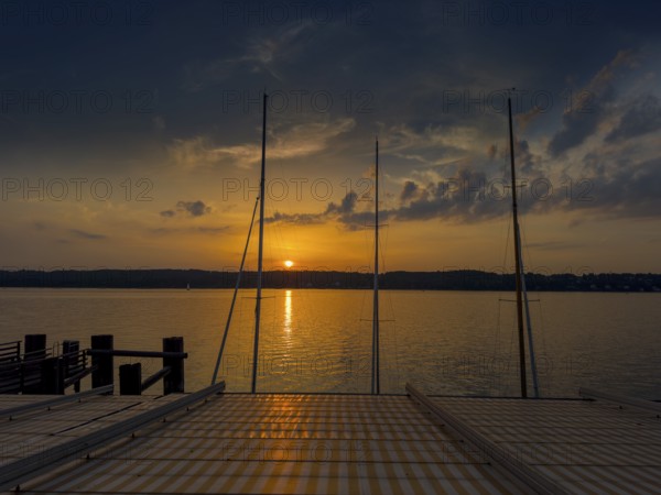 Sunset, Lake Starnberg, Bavaria, Germany, Europe