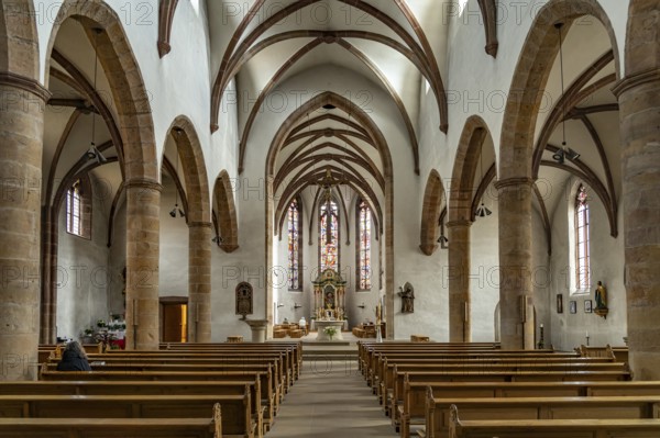 Interior of the Heiligkreuz parish church in Landau in der Pfalz, Rhineland-Palatinate, Germany, Europe