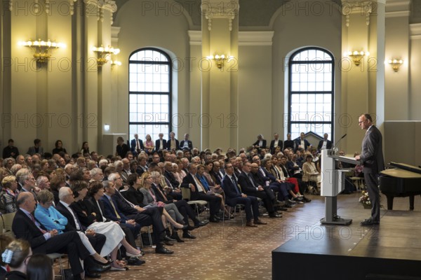 Friedrich Merz (Chancellor of the Federal Republic of Germany) speaks at the presentation of the German National Prize 2025 in Französische Friedrichstadtkirche, Berlin, on 10 June 2025