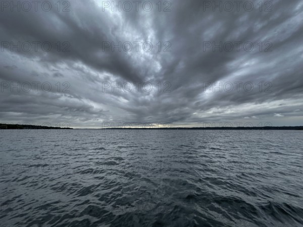 Dark clouds over Lake Starnberg, Bavaria, Germany, Europe