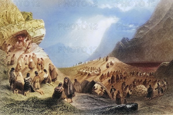 A pattern in Connemara. Ireland, from the landscape and antiquities of Ireland, 1841, digital reproduction of a historical model