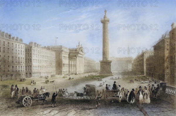 Sackville Street, Dublin, Ireland, from the Landscape and Antiquities of Ireland, 1841, digital reproduction of a historical model, Europe