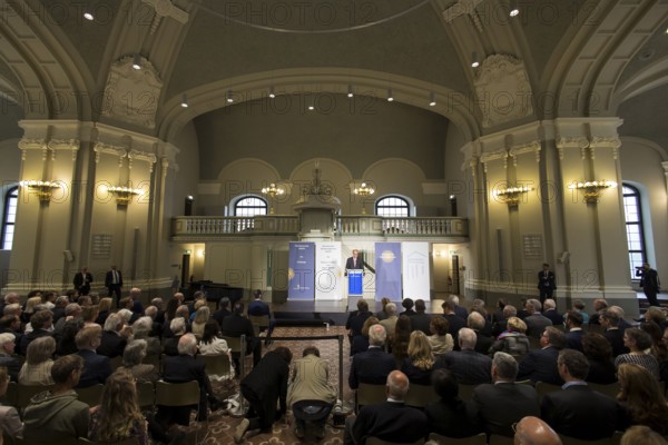 Friedrich Merz (Chancellor of the Federal Republic of Germany) speaks at the presentation of the German National Prize 2025 in Französische Friedrichstadtkirche, Berlin, on 10 June 2025