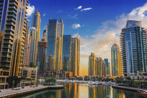 Modern residential architecture of Dubai Marina, United Arab Emirates, Asia