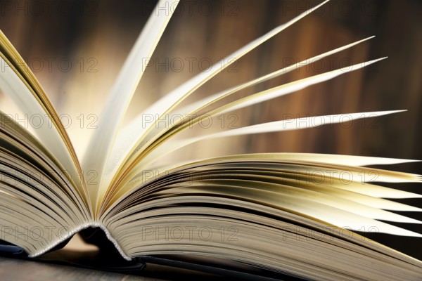 Composition with hardcover book on the table