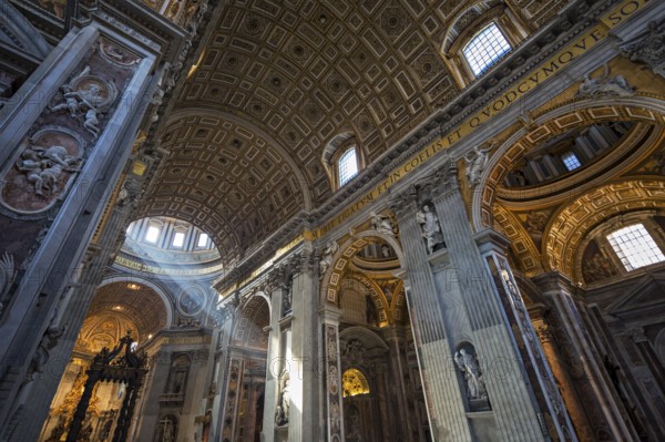 VATICAN, AUGUST 19: Interior of St Peter's Basilica on August 19, 2012 in Rome, Italy. St Peter's Basilica was until recently considered the largest Christian church in the world