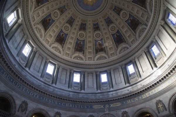 Copenhagen, Denmark, January 28, 2016: Interior view Frederiks Church also called Marble Church in the city center, Europe