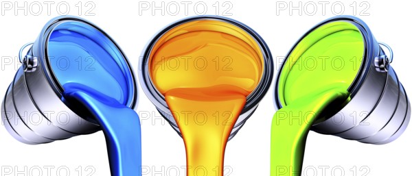 High resolution 3D rendering of color pots