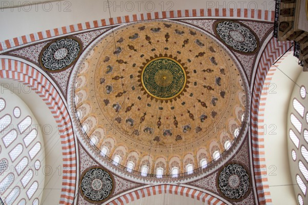 Inner view of dome in Ottoman architecture in, Istanbul, Turkey, Asia