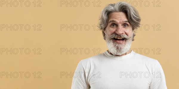 Portrait happy senior man with copy space