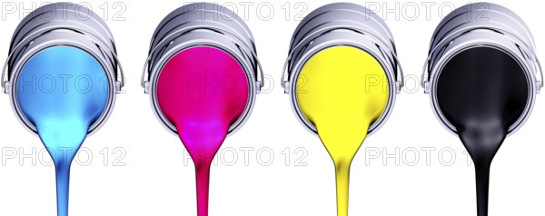 high resolution 3D rendering of a cmyk concept
