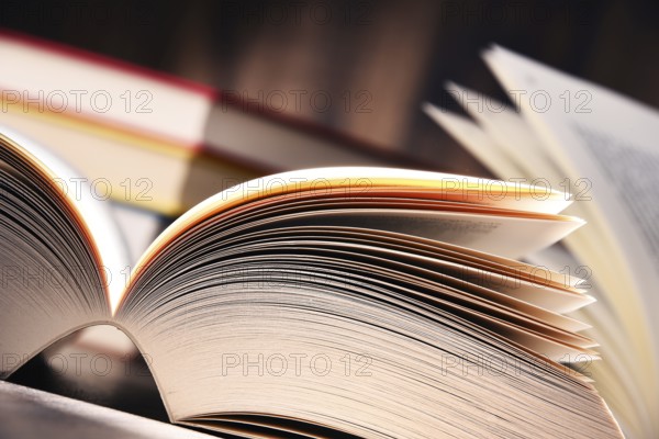 Composition with open book on the table