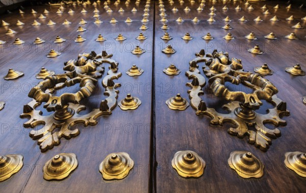 Seville, Spain. Old door detail, made of wood, 200 years old