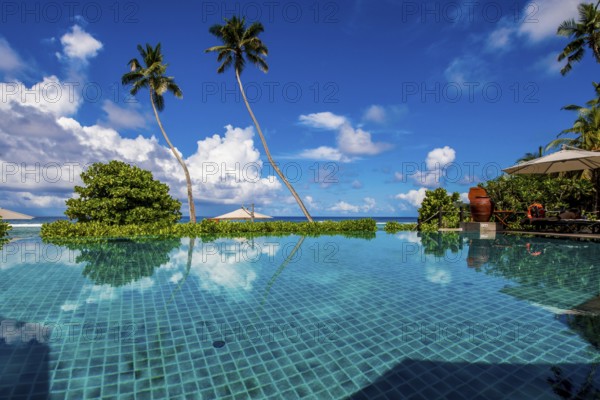 The pool at Hilton's DoubleTree Resort & Spa, Mahe, Republic of Seychelles, Indian Ocean