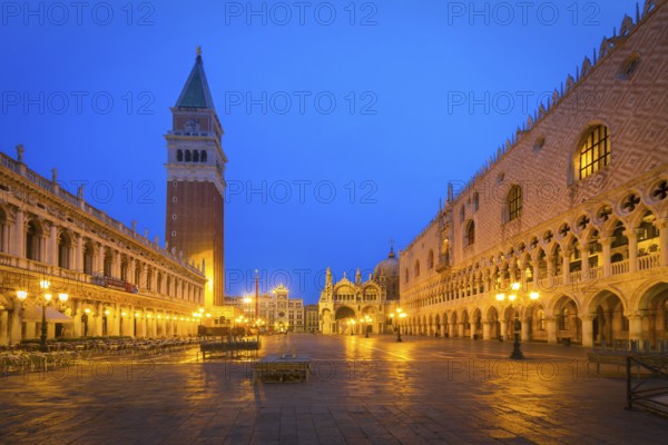 Piazza San Marco at dawn, Venice, Italy, Europe