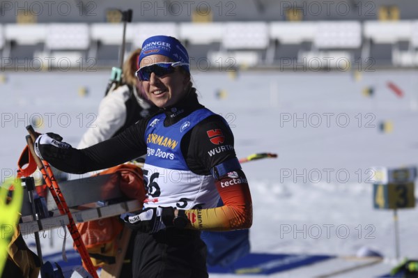 Franziska Preuß (SC Haag) shooting off for the individual at the IBU Biathlon World Championships Lenzerheide 2025, Lenzerheide, Switzerland / SUI / CH