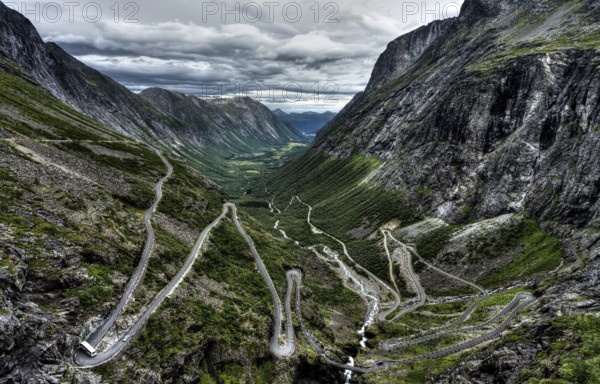 Panoramic view of the Trollstigen a mountain pass road in Norway