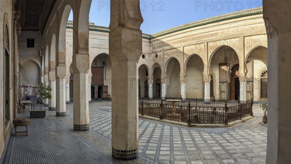 FES, MOROCCO, APRIL 02, 2023, Beautiful traditional old palais El Glaoui in the medina of Fes, Morocco, Africa