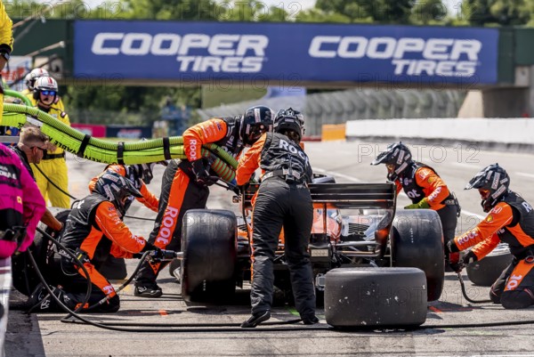 MARCUS ARMSTRONG (11) of Christchurch, New Zealand comes down pit road for service during the Honda Indy 200 at Mid-Ohio Sports Car Course in Lexington, OH