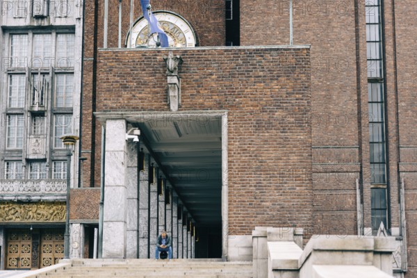 Oslo, Norway, August 11, 2019: Oslo City Hall. It houses the city council. It is the seat of the ceromony of Nobel Peace Prize every year, Europe