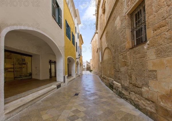 Ciutadella Menorca Ses Voltes arches Ciudadela downtown in Balearic islands