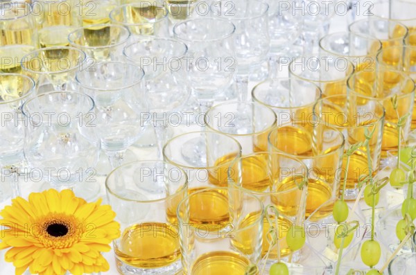 A lot of drinks on buffet table, catering