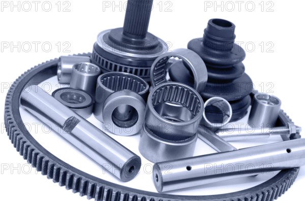 Some auto spare parts against white background