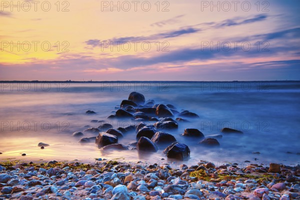 Sunset on the beach of Niendorf on the baltic sea