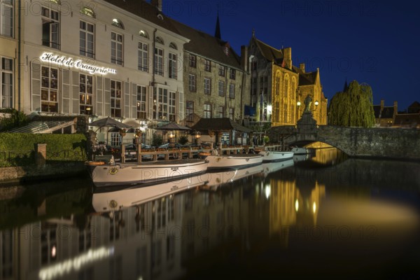Might trails, old town, the Belfrey at Bruges, Belgium, July 2017, Europe
