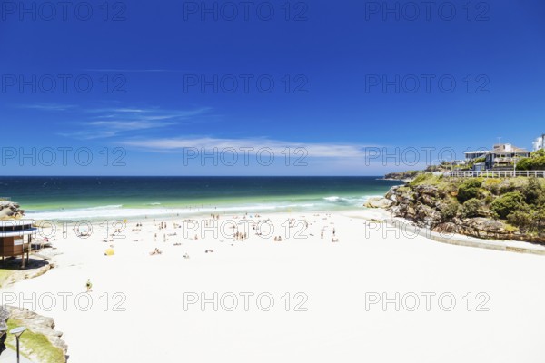 SYDNEY, AUSTRALIA, DECEMBER 05 2023: General view towards Tamarama Beach on a warm summer's day in Sydney, New South Wales, Australia, Oceania