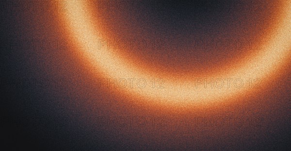 Glowing burning fire ring dark background, grainy gradient orange red yellow black noise texture banner abstract background