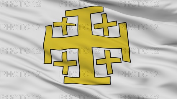 Jerusalem Cross Flag, Close Up View