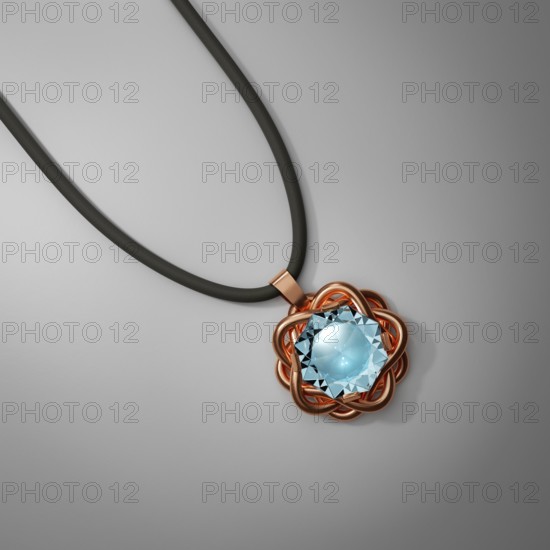 Beautiful topaz jewel necklace on black background, 3D illustration