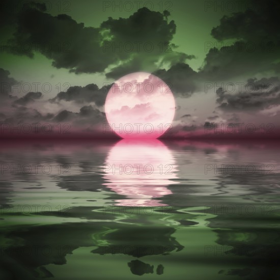 A big sooting sunset wallpaper 3D illustration