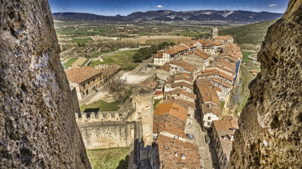 Panoramic View from City Walls, Frías Medieval Town, Historic Artistic Grouping, Las Merindades, Burgos, Castilla y León, Spain, Europe