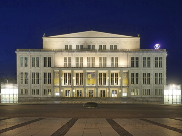 Empty Opera Square in times of lockdown. Leipzig, Saxony, Germany, Europe