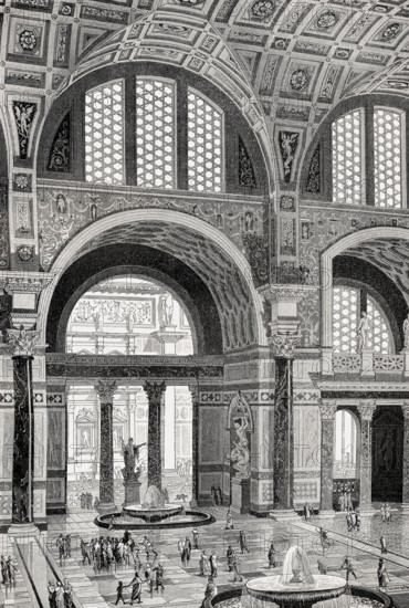 The Baths of Caracalla in ancient Rome, Italy, Reconstruction, Europe